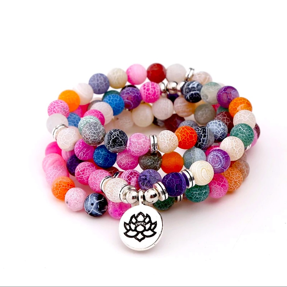 108 Weathered Glass Bead Mala